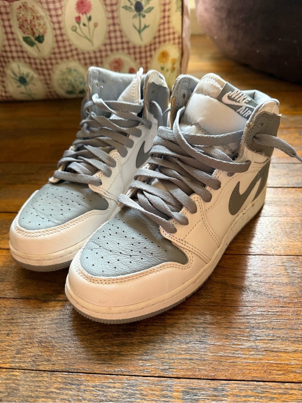 Nike High-Top Sneakers in Light Gray and White